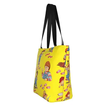 Пользовательские мультяшные Хорошие парни Кукла Чаки Холщовые сумки для покупок Женские портативные Продуктовые Детские игровые сумки для покупок 2