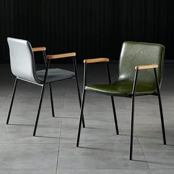 Простой обеденный стул с откидной спинкой, Современный дизайнерский офисный стул в стиле ЛОФТ из железа в скандинавском ретро-индустриальном стиле, высококлассный кофейный стул 2