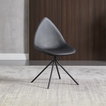 Роскошные кожаные обеденные стулья в скандинавском стиле, стул для гостиной, Креативный Бытовой обеденный стул, современные минималистичные Дизайнерские стулья со спинкой 2