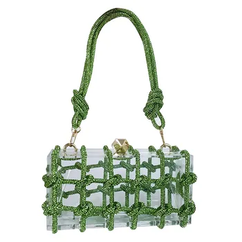 Роскошный акриловый клатч на веревке, украшенный кристаллами, Модная вечерняя сумочка со стразами, женские маленькие кошельки 2