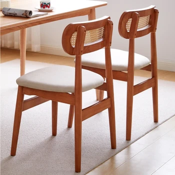 Скандинавский дизайнерский стул Ins со спинкой, имитирующей ротанг, из массива дерева, стулья для кафе, учебы, отдыха, обеденные стулья для разных сценариев использования 2