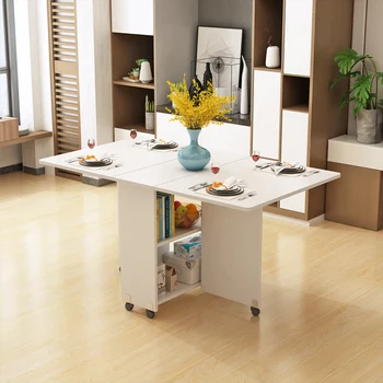 Складной обеденный стол для кухонной мебели Simple Asy Многофункциональный Выдвижной Массивный Обеденный стол на 4-6 Персон 2