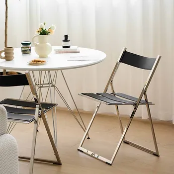 Современные минималистичные Обеденные стулья С металлическими Ножками, Экономящие пространство Уличные кресла для отдыха, Дизайнерская Складная мебель для дома Sillas De Comedor 2