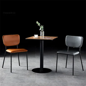 Современные минималистичные кожаные обеденные стулья для кухонной мебели, Дизайнерский обеденный стул из фланели, Складывающиеся стулья со спинкой 2