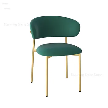 Современный дизайнерский обеденный стул для отдыха из кованого железа, простой домашний стул со спинкой, итальянские легкие роскошные обеденные стулья, стул для макияжа в спальне 2