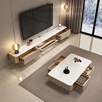 Современный светлый роскошный настенный шкаф для телевизора, журнальный столик, комбинированная гостиная, полностью из массива дерева, ТВ-шкаф rockboard 2