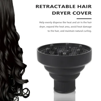 Универсальная складная насадка для диффузора фена для волос, складная портативная складная конструкция для путешествий, подходит для большинства фенов для волос-черный 2