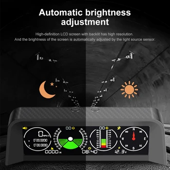 Универсальный автоматический HUD-инклинометр, головной дисплей, GPS-спидометр, миль /ч, компас, цифровой измеритель угла наклона, высоты для BMW VW Tesla 2