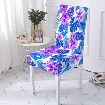 Чехол для стула с принтом тропических листьев, цветочный узор, чехол для сиденья стула, зеленый, Свежий, Съемный чехол для стула, защитный чехол для офисного декора 2