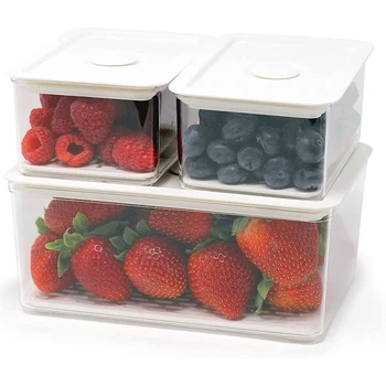Ящики-органайзеры для холодильника Со съемным сливным поддоном для фруктов и овощей, для экономии продуктов, средних и крупных размеров 2