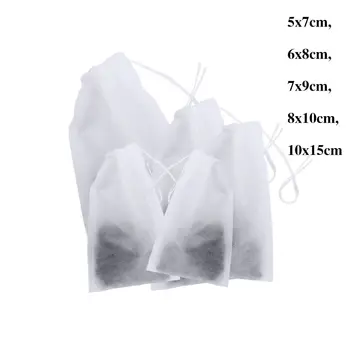 100 Шт Одноразовых чайных пакетиков Фильтровальные пакеты для заварки чая с уплотнителем из нетканого пищевого материала, фильтры для специй, пакетики для чая 3
