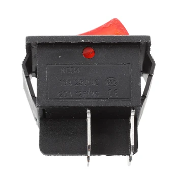 16A / 250VAC, 20A / 125VAC, Красный Световой индикатор, 4-контактный Кулисный переключатель ВКЛ / ВЫКЛ DPST, 2 шт 3
