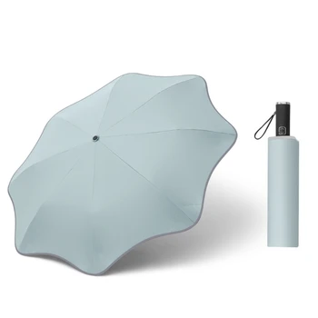 2023 Новая Креативная форма цветка Автоматический Складной УФ-зонт Защита от Солнца и дождя Портативный Ветрозащитный Волновой Компактный Зонт 3