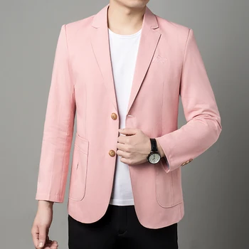 2023 новая мужская хлопковая корейская версия, модный деловой джентльмен в британском стиле, повседневный тонкий свадебный блейзер 3