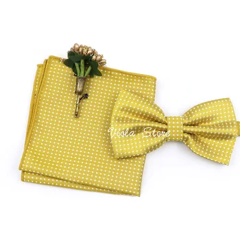 3 шт. Набор ярких разноцветных галстуков-бабочек в горошек Для мужчин, Свадебная брошь Жениха, Булавка-бабочка, Карманный квадрат, подарок на День рождения, Аксессуар для галстука 3