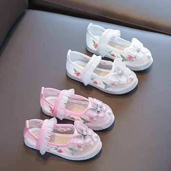 Kruleepo/ 2023 Летняя Повседневная Тканевая Обувь для Девочек, Детская Легкая Дышащая Детская Обувь с Вышивкой 3
