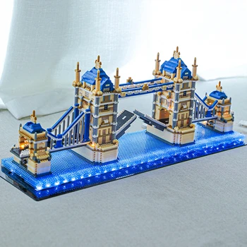 PZX 9919 Мировая Архитектура Лондонский Тауэрский Мост Река Темза 3D Мини Алмазные Блоки Кирпичи Строительная Игрушка Для Детей Подарок Без Коробки 3