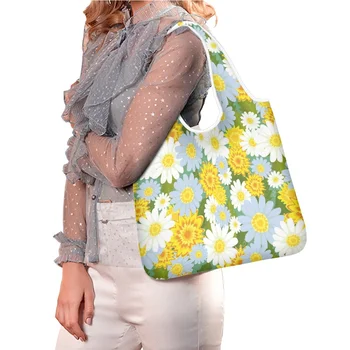 TOADDMOS, красивая уличная сумка для покупок с рисунком подсолнуха, милая складная повседневная сумка для девочек, маленькая износостойкая сумка-мессенджер 3