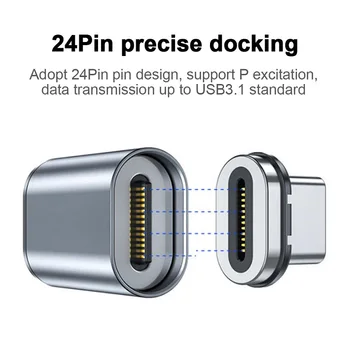 USB4.0 Магнитный USB C Адаптер Для Xiaomi Huawei Macbook Pro Air 24Pins Type C Разъем PD 100 Вт Быстрая Зарядка Конвертер 40 Гбит/с 3
