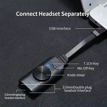 Адаптер виртуальной 7,1-канальной звуковой карты GS3 USB Audio 3,5 мм гарнитура для ноутбука Dropship 3