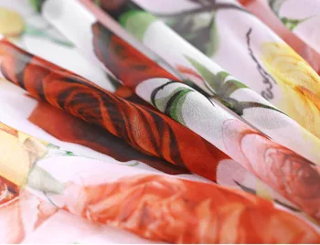Белый Боттон С Принтом Из Розовых Цветов Французская Шифоновая Ткань Швейный Материал Для Платья Текстиль Тюлевая Ткань 100% шелк Тутового Дерева Ткани 3