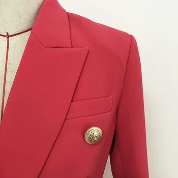 Высококачественная новейшая дизайнерская куртка 2023 года, женский классический двубортный металлический блейзер со львиными пуговицами, приталенный блейзер кораллового цвета 3