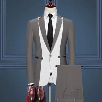 Высококачественный новый мужской костюм, платье в британском стиле, строгий эластичный костюм, роскошный модный тонкий костюм, костюм-двойка, пальто, брюки 3