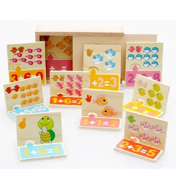 Деревянные арифметические карточки Монтессори с коробкой для детей, Развивающая игрушка по математике для малышей дошкольного возраста, игрушка для распознавания 3
