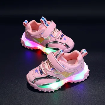 Детские кроссовки со светодиодной подсветкой, детская повседневная обувь для мальчиков, светящиеся кроссовки для малышей, легкая спортивная обувь для девочек 3