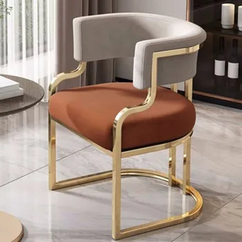 Дизайнерское кресло, Обеденный стул, Роскошные Золотые Напольные Мобильные Обеденные стулья, Скандинавская Кожаная Кухонная мебель Sedie Pranzo Moderne 3