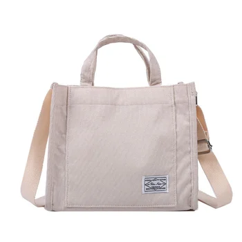 Женская вельветовая сумка на молнии, маленькая хлопковая холщовая сумочка, повседневная женская эко-сумка через плечо, винтажные сумки-мессенджеры 3