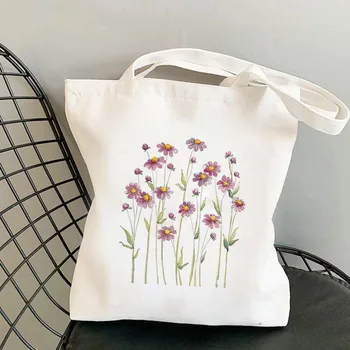 Женская сумка для покупок, сумка Cosmos Flowers, холщовая сумка для покупок в стиле харадзюку, женская сумка на плечо, женские сумки для путешествий, повседневные сумки для покупок 3