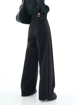 Женские черные широкие брюки, мешковатые готические Y2k, свободные повседневные длинные брюки с высокой талией, уличная Японская мода 2000-х, эстетика 3