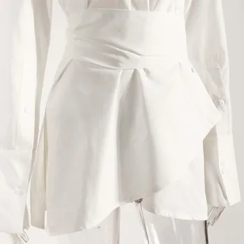 Женское платье-рубашка нерегулярной формы, винтажное, Свободное, с узкой талией, Дизайнерская пуговица, пэчворк, Офисная женская уличная одежда, сексуальная элегантная одежда 2023 3
