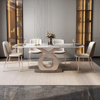 Импортный стол из каменной плиты современный простой легкий роскошный креативный прямоугольный стол в скандинавском стиле для гостиной маленькой семьи 3