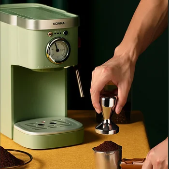 Итальянская кофемашина KONKA, вспениватель молока в зеленом стиле, кофеварка в порошковых капсулах для приготовления эспрессо, Кофейные напитки Maquina De Cafe 3