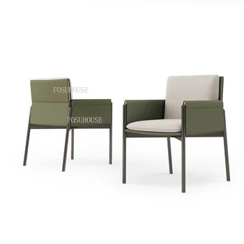 Итальянские Минималистичные Кожаные Обеденные стулья для кухни Nordic Light Роскошное кресло Mobile Sillas De Comedor Furniture FY20YH 3