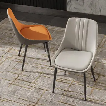 Итальянский минималистичный Вращающийся обеденный стул, Дизайнерский стул для домашнего стола, кожаный стул для ресторана в отеле, повседневный стул со спинкой 3
