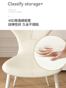 Итальянский роскошный обеденный стул, простой современный обеденный стол небольшого размера, онлайн-знаменитость, кремовый стул с ветровой спинкой, новинка 2022 года 3