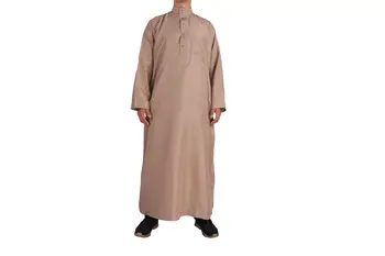 Кафтан Мусульманская мужская одежда со стоячим воротником, халат арабский с длинным рукавом 3