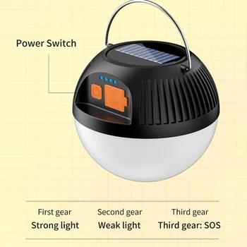 Кемпинг Свет Солнечный Открытый USB Зарядка 3 Режима Палатка Лампа Портативный Фонарь Ночная Аварийная Лампа Работа Ремонт Освещение Барбекю 3