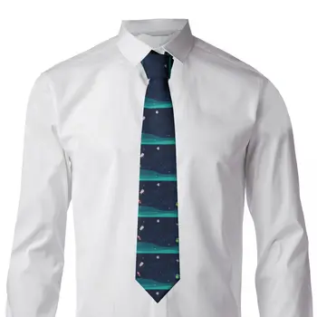 Классический галстук для мужчин, шелковые мужские галстуки для свадьбы, деловой галстук для взрослых, повседневный галстук с мультяшным космическим рисунком 3