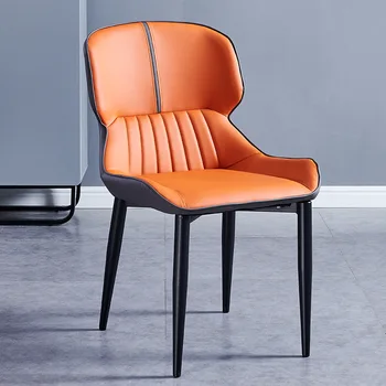 Кожаные Современные обеденные стулья Дизайнерский Металл Relax Роскошные обеденные стулья с тщеславием в стиле Фанк Офисные наборы для столовой Sedie Pranzo Moderne 3