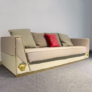 Кожаный диван для гостиной с роскошным европейским интерьером по индивидуальному заказу 3