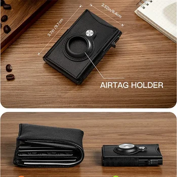 Кошелек с индивидуальным названием Airtag, Rfid-держатель для кредитных банковских карт, смарт-кошелек, Мужской ультратонкий Чехол для карт, кошелек из натуральной кожи с защитой от полок 3