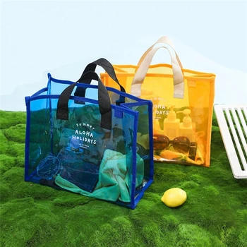 Летние желейные кошельки и сумки Женские из прозрачного ПВХ, пляжная сумка для плавания, женская водонепроницаемая сумка-тоут, сумки для покупок через плечо 3