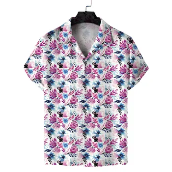 Мужские рубашки 2023, Новая Рубашка с коротким рукавом с 3D Принтом, Мужская Летняя Рубашка в Пляжном стиле Харадзюку, Расслабленная Гавайская рубашка, Chemise Homme Camisas 3
