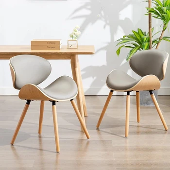 Мягкие Удобные обеденные стулья из скандинавского дерева с поддержкой спины Уникальное кресло для гостиной, Офисная мебель для салона красоты 3