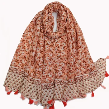 Новинки, Дизайнерские шали роскошного бренда Для женщин, Хиджабы с цветочным принтом, Мусульманский платок, Солнцезащитный дорожный шарф 3