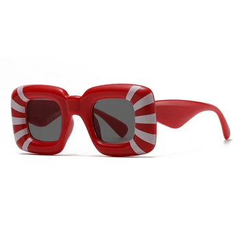 Новые модные Женские Квадратные солнцезащитные очки в полоску для мужчин, роскошные Брендовые дизайнерские Женские солнцезащитные очки, Винтажные очки оттенков UV400 Oculus 3